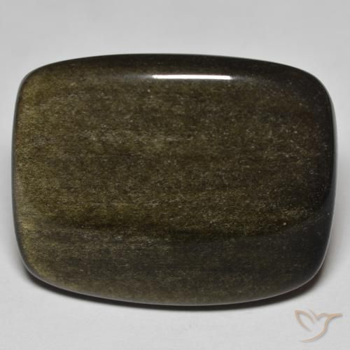 9,17 ctw natürlicher Schwarz mit Goldglanz Obsidian, Kissen, Lichtundurchlässig