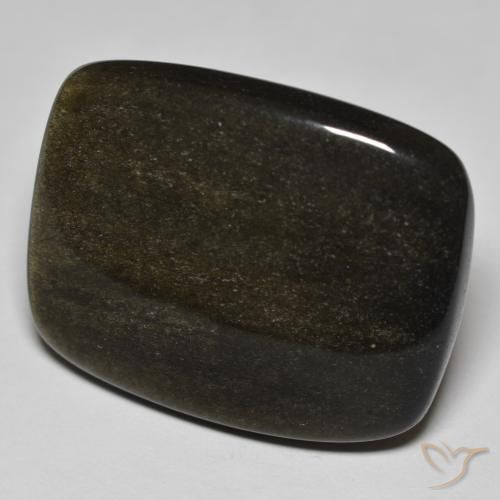 9,17 ctw natürlicher Schwarz mit Goldglanz Obsidian, Kissen, Lichtundurchlässig
