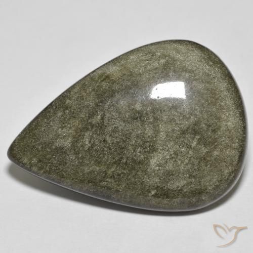 34.05ct Natürlicher Schwarz mit Goldglanz Obsidian, Birnenform, Lichtundurchlässig