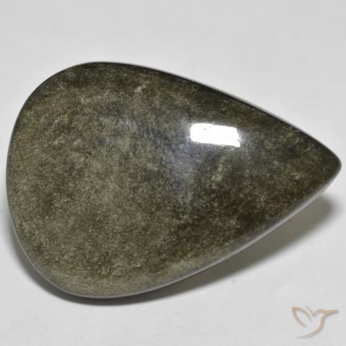 9,17 ctw natürlicher Schwarz mit Goldglanz Obsidian, Birnenform, Lichtundurchlässig
