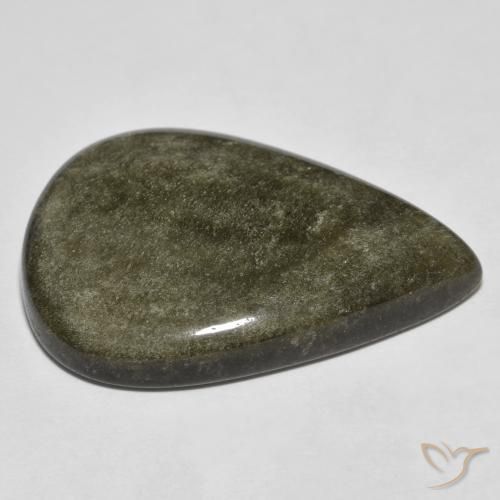 9,17 ctw natürlicher Schwarz mit Goldglanz Obsidian, Birnenform, Lichtundurchlässig