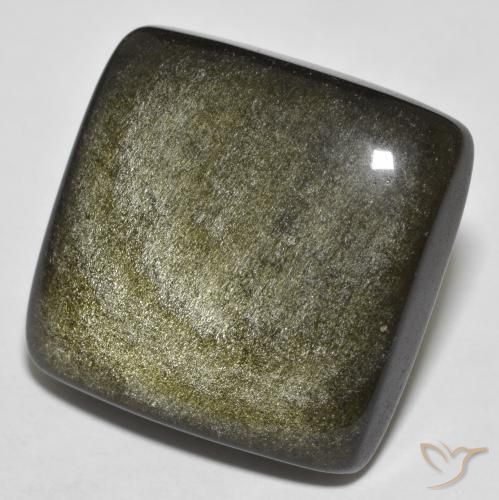 9,17 ctw natürlicher Schwarz mit Goldglanz Obsidian, Kissenschliff, Lichtundurchlässig