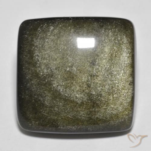 9,17 ctw natürlicher Schwarz mit Goldglanz Obsidian, Kissenschliff, Lichtundurchlässig