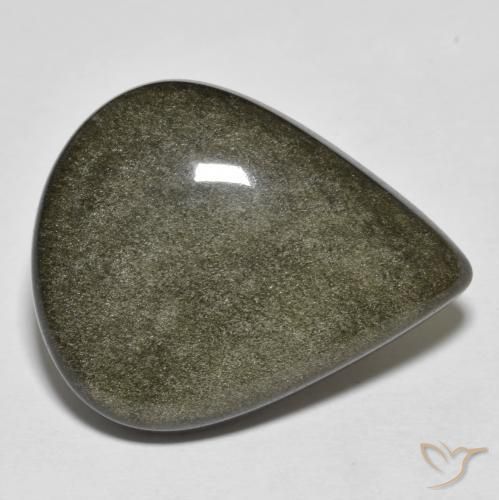 19.50ct Natürlicher Schwarz mit Goldglanz Obsidian, Birnenform, Lichtundurchlässig