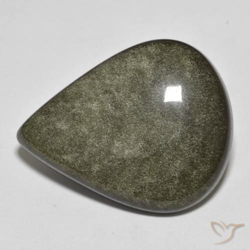 9,17 ctw natürlicher Schwarz mit Goldglanz Obsidian, Birnenform, Lichtundurchlässig