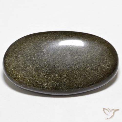 18.78ct Natürlicher Schwarz mit Goldglanz Obsidian, Oval, Lichtundurchlässig