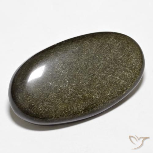 9,17 ctw natürlicher Schwarz mit Goldglanz Obsidian, Oval, Lichtundurchlässig