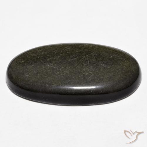 9,17 ctw natürlicher Schwarz mit Goldglanz Obsidian, Oval, Lichtundurchlässig