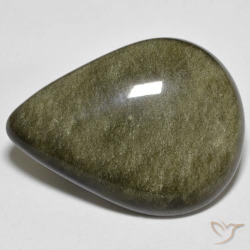 21.44ct Natürlicher Schwarz mit Goldglanz Obsidian, Birnenform, Lichtundurchlässig