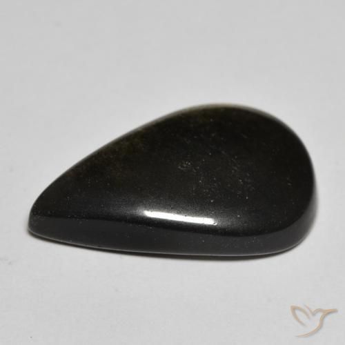 9,17 ctw natürlicher Schwarz mit Goldglanz Obsidian, Birnenform, Lichtundurchlässig