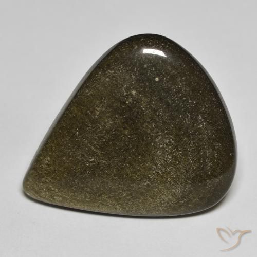 9,17 ctw natürlicher Schwarz mit Goldglanz Obsidian, Birnenform, Lichtundurchlässig