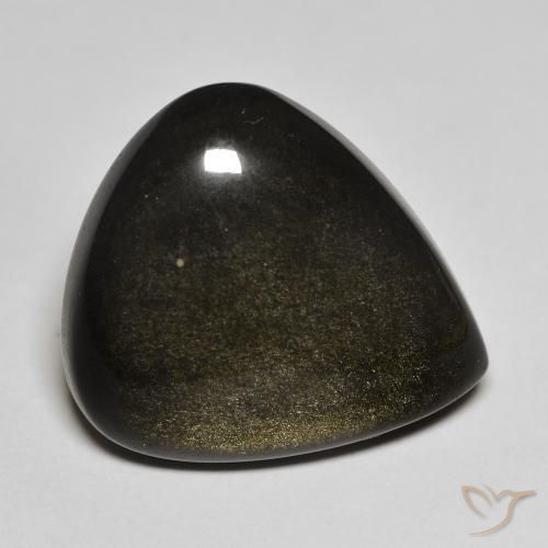 20.17ct Natürlicher Schwarz mit Goldglanz Obsidian, Birnenform, Lichtundurchlässig