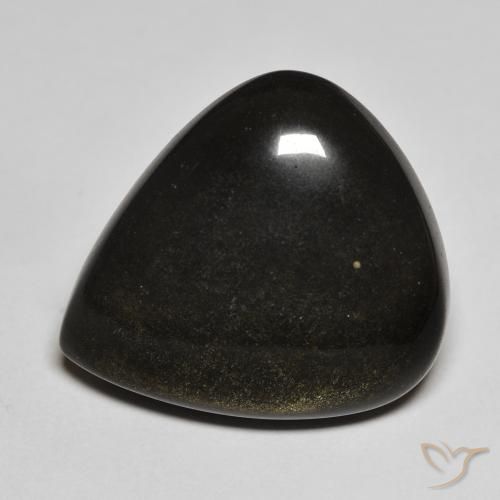 9,17 ctw natürlicher Schwarz mit Goldglanz Obsidian, Birnenform, Lichtundurchlässig