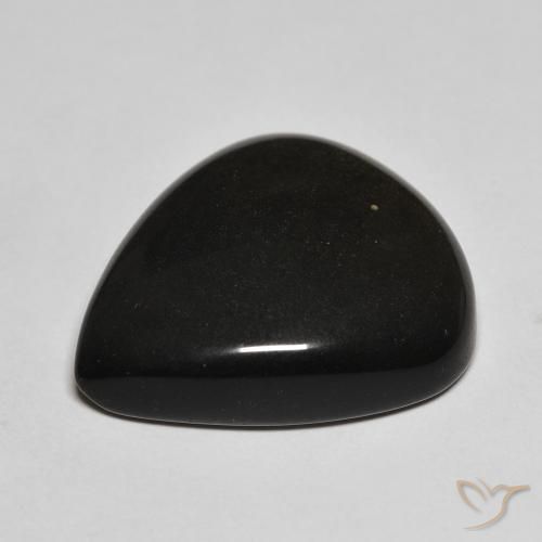 9,17 ctw natürlicher Schwarz mit Goldglanz Obsidian, Birnenform, Lichtundurchlässig