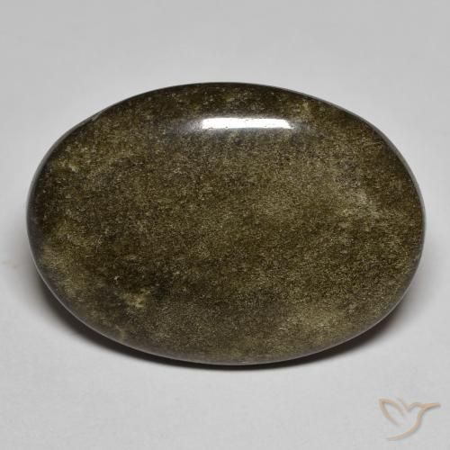 17.44ct Natürlicher Schwarz mit Goldglanz Obsidian, Oval, Lichtundurchlässig