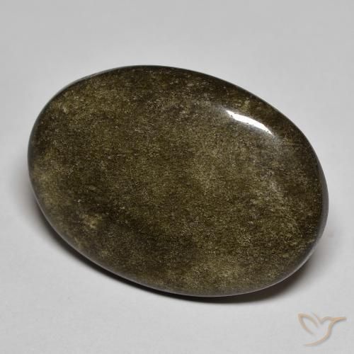 9,17 ctw natürlicher Schwarz mit Goldglanz Obsidian, Oval, Lichtundurchlässig