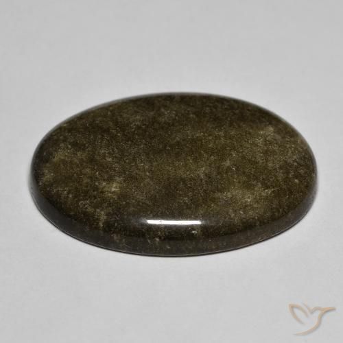 9,17 ctw natürlicher Schwarz mit Goldglanz Obsidian, Oval, Lichtundurchlässig