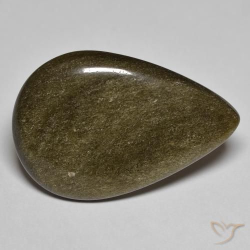 13.36ct Natürlicher Schwarz mit Goldglanz Obsidian, Birnenform, Lichtundurchlässig