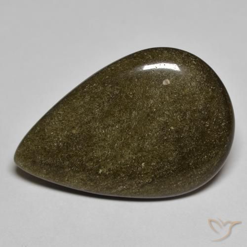 9,17 ctw natürlicher Schwarz mit Goldglanz Obsidian, Birnenform, Lichtundurchlässig