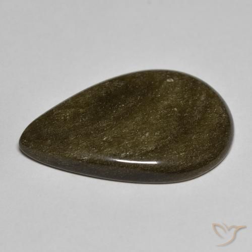 9,17 ctw natürlicher Schwarz mit Goldglanz Obsidian, Birnenform, Lichtundurchlässig