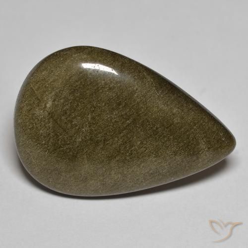 15.24ct Natürlicher Schwarz mit Goldglanz Obsidian, Birnenform, Lichtundurchlässig
