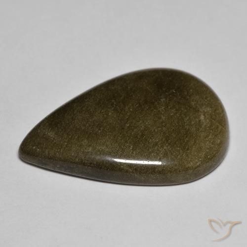 9,17 ctw natürlicher Schwarz mit Goldglanz Obsidian, Birnenform, Lichtundurchlässig