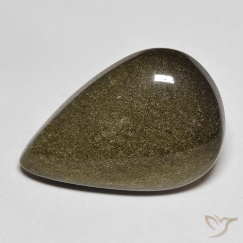 14.32ct Natürlicher Schwarz mit Goldglanz Obsidian, Birnenform, Lichtundurchlässig