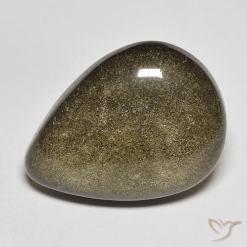 17.02ct Natürlicher Schwarz mit Goldglanz Obsidian, Birnenform, Lichtundurchlässig