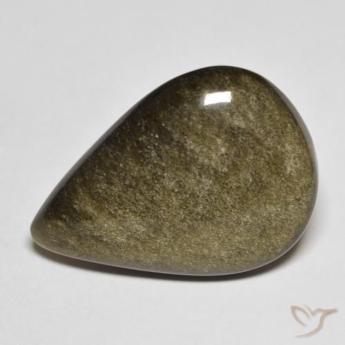 13.21ct Natürlicher Schwarz mit Goldglanz Obsidian, Birnenform, Lichtundurchlässig