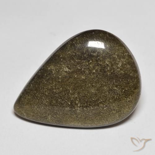 9,17 ctw natürlicher Schwarz mit Goldglanz Obsidian, Birnenform, Lichtundurchlässig