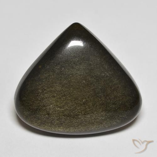 19.38ct Natürlicher Schwarz mit Goldglanz Obsidian, Birnenform, Lichtundurchlässig