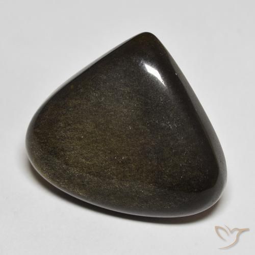 9,17 ctw natürlicher Schwarz mit Goldglanz Obsidian, Birnenform, Lichtundurchlässig