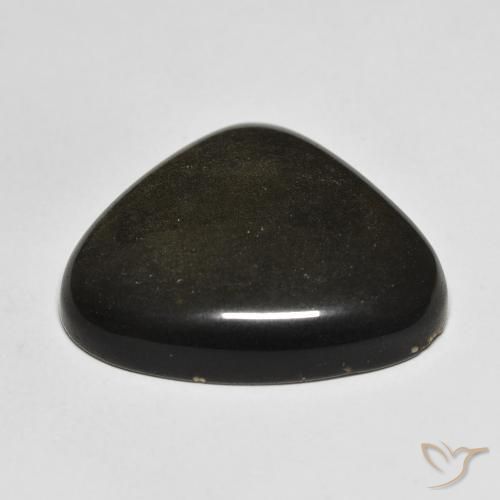 9,17 ctw natürlicher Schwarz mit Goldglanz Obsidian, Birnenform, Lichtundurchlässig