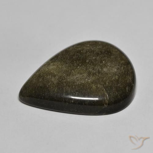 9,17 ctw natürlicher Schwarz mit Goldglanz Obsidian, Birnenform, Lichtundurchlässig