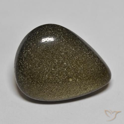 17.46ct Natürlicher Schwarz mit Goldglanz Obsidian, Birnenform, Lichtundurchlässig