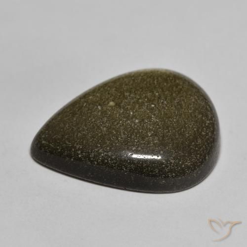 9,17 ctw natürlicher Schwarz mit Goldglanz Obsidian, Birnenform, Lichtundurchlässig