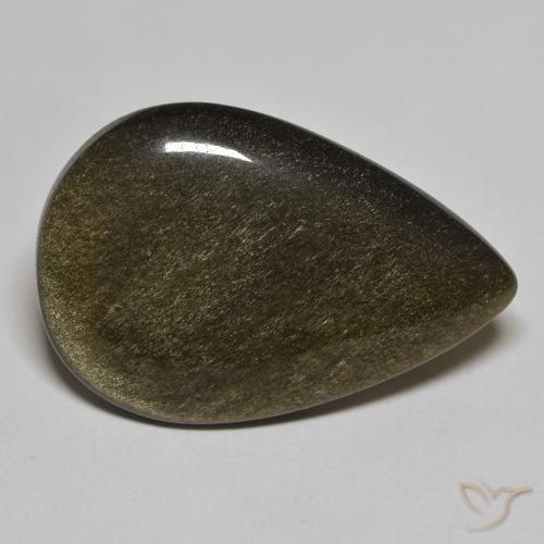 16.87ct Natürlicher Schwarz mit Goldglanz Obsidian, Birnenform, Lichtundurchlässig