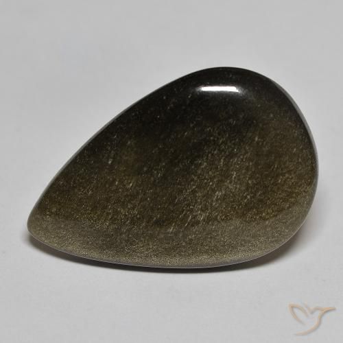 9,17 ctw natürlicher Schwarz mit Goldglanz Obsidian, Birnenform, Lichtundurchlässig