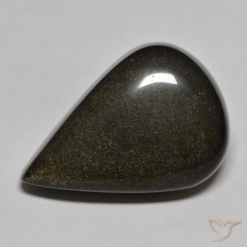 29.24ct Natürlicher Schwarz mit Goldglanz Obsidian, Birnenform, Lichtundurchlässig