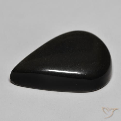 9,17 ctw natürlicher Schwarz mit Goldglanz Obsidian, Birnenform, Lichtundurchlässig