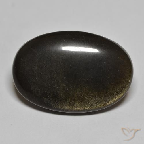 22.99ct Natürlicher Schwarz mit Goldglanz Obsidian, Oval, Lichtundurchlässig