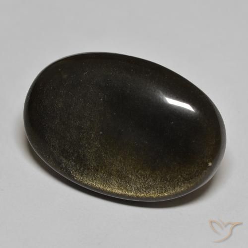 9,17 ctw natürlicher Schwarz mit Goldglanz Obsidian, Oval, Lichtundurchlässig