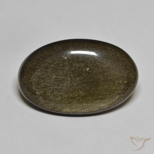 13.63ct Natürlicher Schwarz mit Goldglanz Obsidian, Oval, Lichtundurchlässig