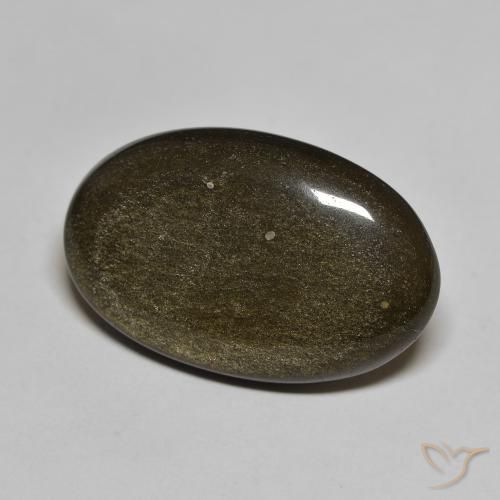 9,17 ctw natürlicher Schwarz mit Goldglanz Obsidian, Oval, Lichtundurchlässig