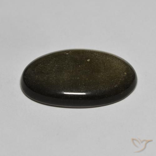9,17 ctw natürlicher Schwarz mit Goldglanz Obsidian, Oval, Lichtundurchlässig