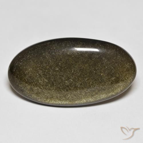 19.68ct Natürlicher Schwarz mit Goldglanz Obsidian, Oval, Lichtundurchlässig