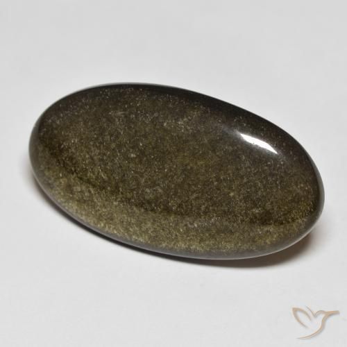 9,17 ctw natürlicher Schwarz mit Goldglanz Obsidian, Oval, Lichtundurchlässig