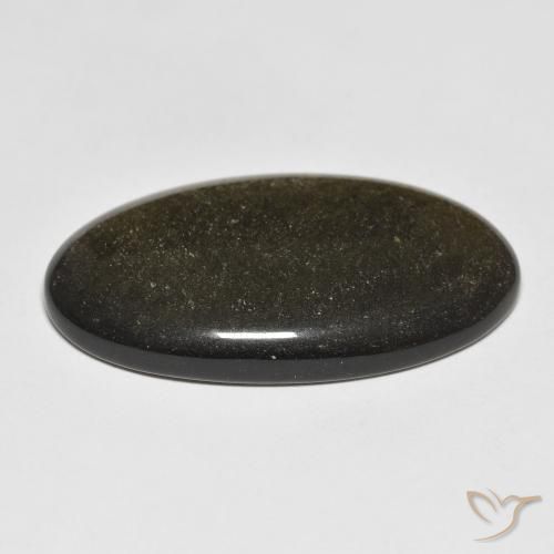 9,17 ctw natürlicher Schwarz mit Goldglanz Obsidian, Oval, Lichtundurchlässig