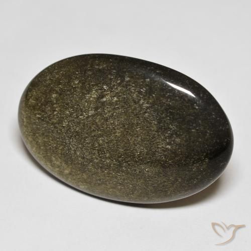 9,17 ctw natürlicher Schwarz mit Goldglanz Obsidian, Oval, Lichtundurchlässig