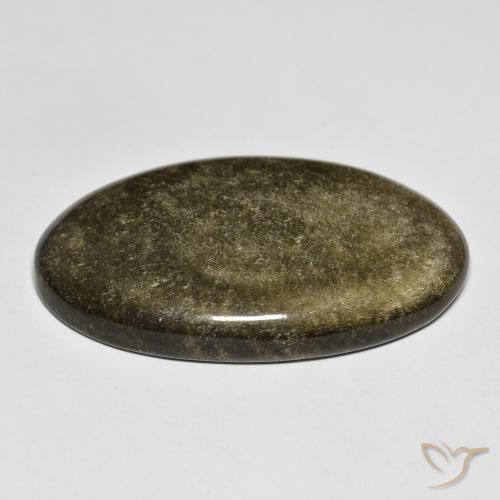 9,17 ctw natürlicher Schwarz mit Goldglanz Obsidian, Oval, Lichtundurchlässig